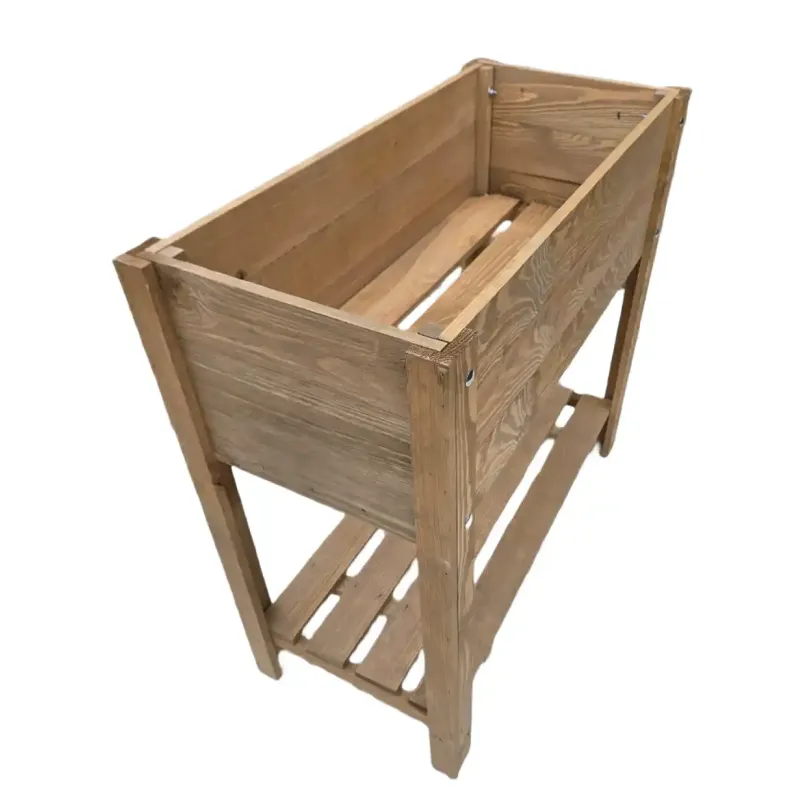 WOODEN BOX 80 x 40 x 78 cm DECORATIVE with two shelves in brown color