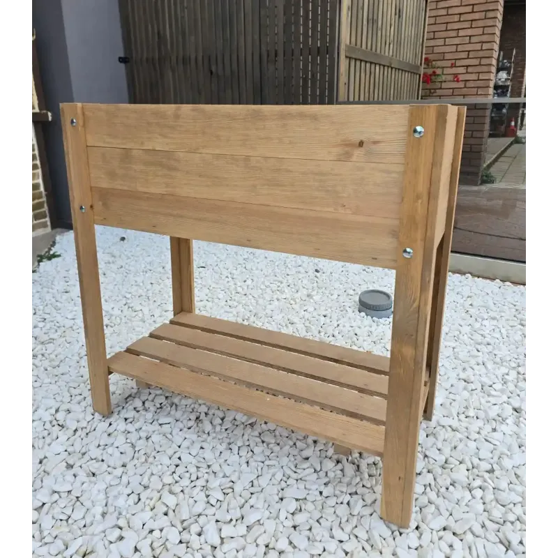 WOODEN BOX 80 x 40 x 78 cm DECORATIVE with two shelves in brown color