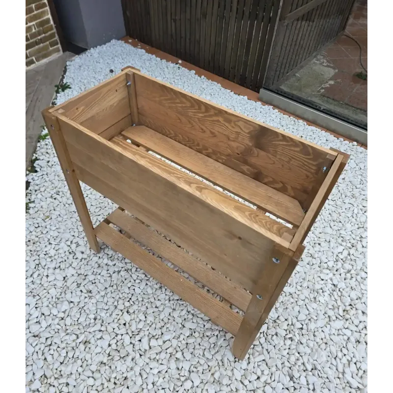 WOODEN BOX 80 x 40 x 78 cm DECORATIVE with two shelves in brown color