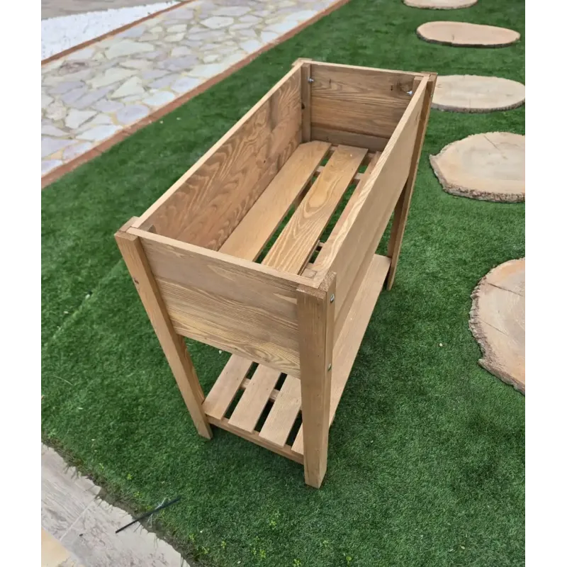 WOODEN BOX 80 x 40 x 78 cm DECORATIVE with two shelves in brown color