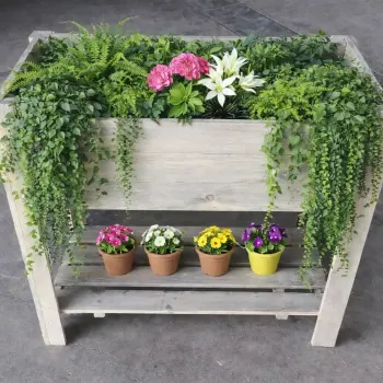 Ξύλινο Διακοσμητικό Κουτί 80 x 40 x 78 cm με δύο ράφια σε γκρι χρώμα 