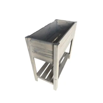 WOODEN BOX 80 x 40 x 78 cm DECORATIVE with two shelves in grey color