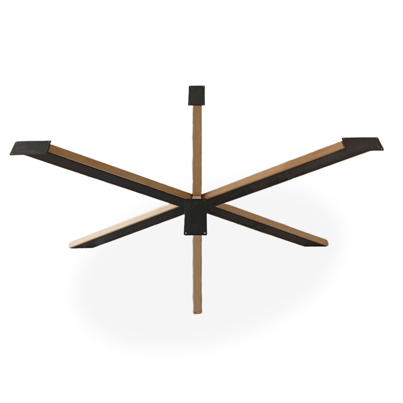 Πόδια τραπεζιού "Spider" 135x75x70 cm μεταλλικά μαύρα βαμμένα με δρύινο ντεκόρ (1 τεμ.)