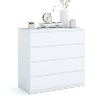 Catrine Eco bedroom bedside table - 45x90.2cm - White lacquered - Beech