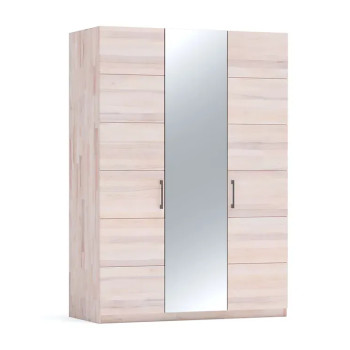 Ντουλάπα Catrine Eco 3-πόρτες με καθρέπτη - 58,5x140x197cm - Μπεζ - Ενοποιημένο/Οξία