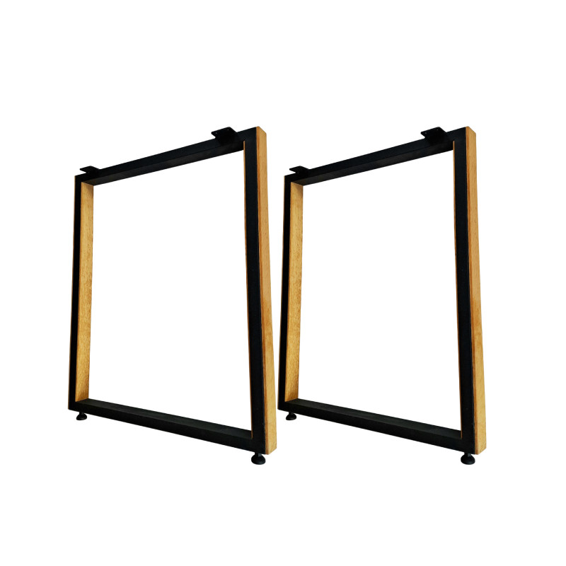 Table legs "U" metal black painted with dekor oak