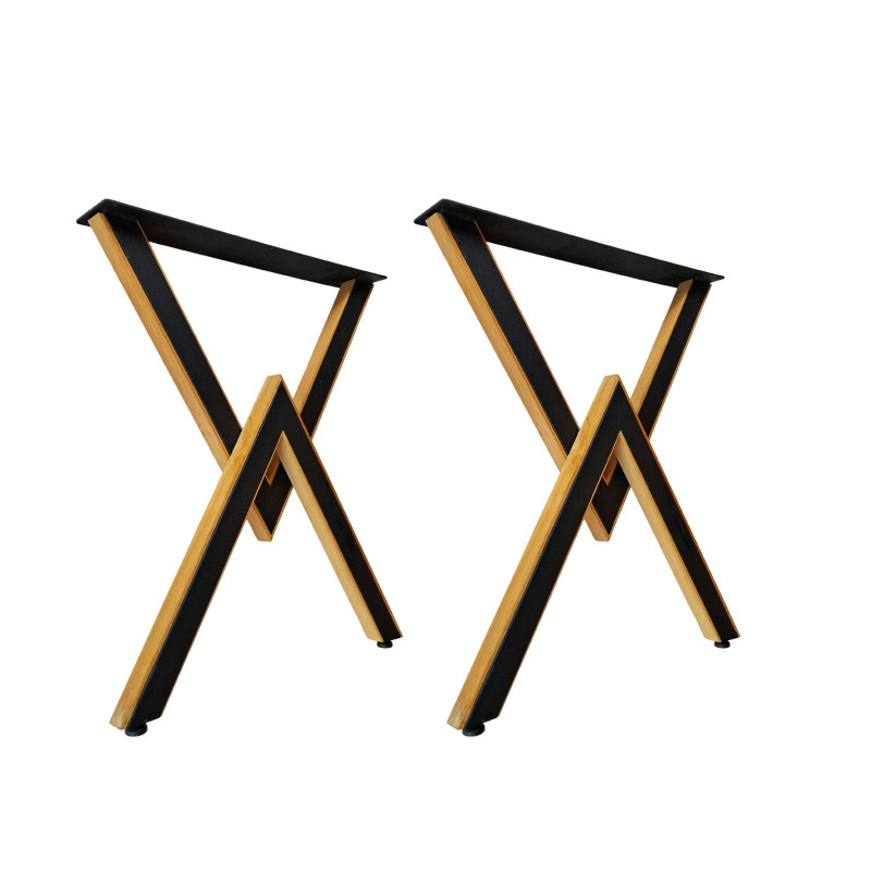 Table legs "A" metal black painted with dekor oak