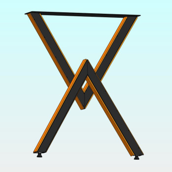 Table legs "A" metal black painted with fir decor